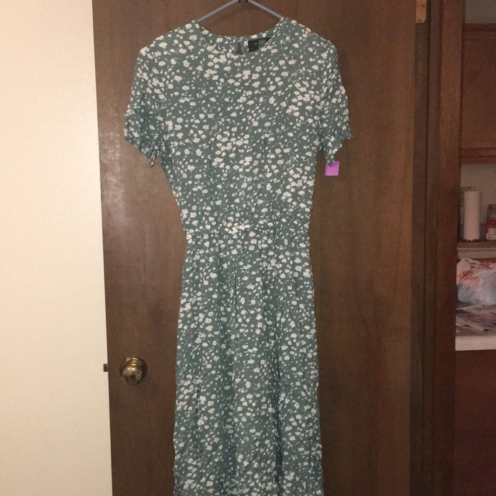 Gorgeous floral sage green vintage maxi dress